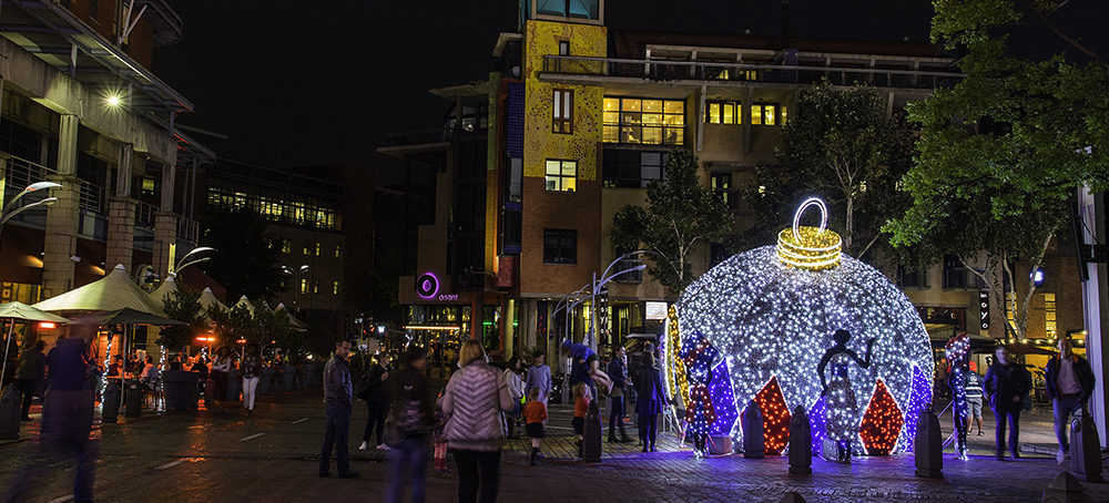 Christmas lights in a smart city